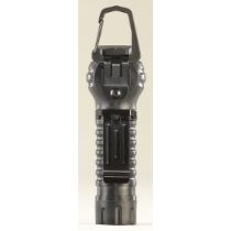 PolyTac Right Angle flashlight features an integrated carabiner style D-ring