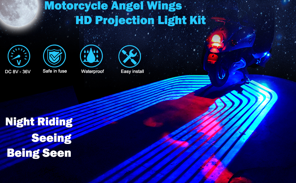 Motorcycle angel wings HD projector light kits