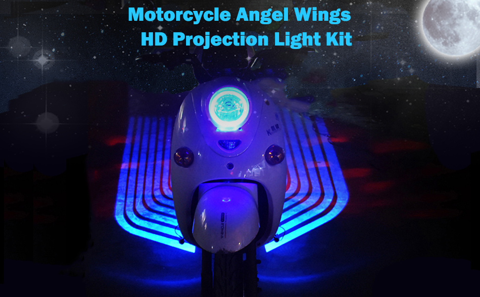 blue motorcycle projector lights