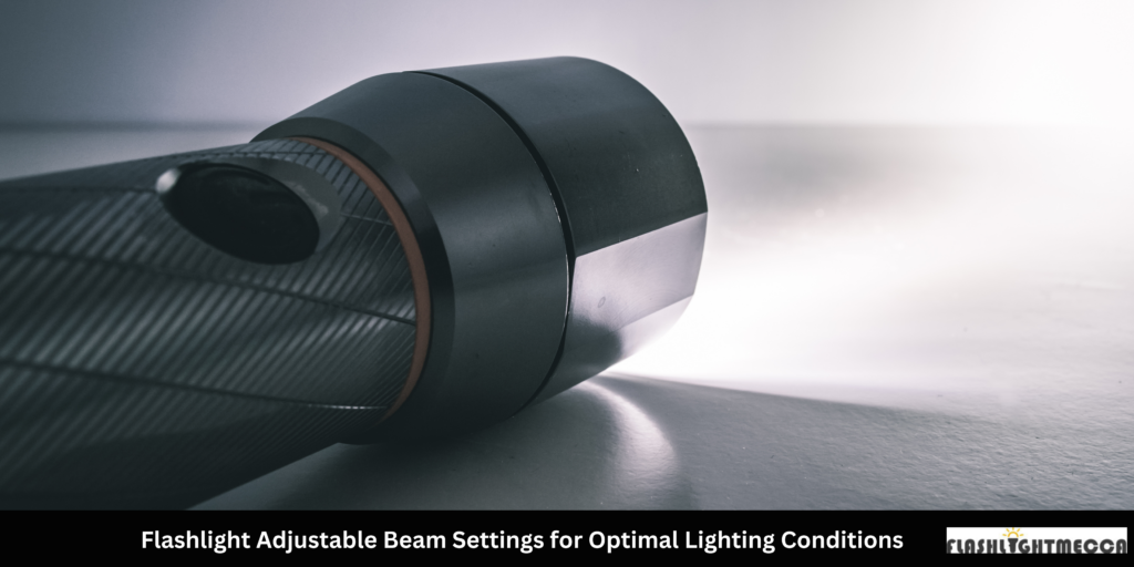 A flashlight with an adjustable beam feature, allowing the user to focus or widen the light output.