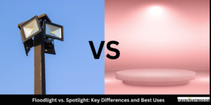 Comparison of floodlights and spotlights highlighting key differences in beam width, brightness, and best uses for outdoor lighting and security.